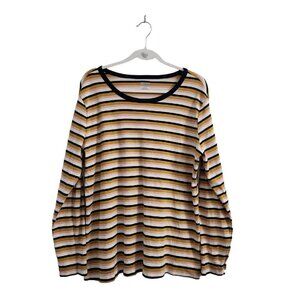 Duluth Trading Womens Shirt XXL Striped Long Sleeve Cotton Top Blouse Crew Neck